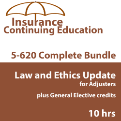 10 hrs -CE Bundle 4 hr Law and Ethics + 6 hr All-Lines Adjusters CE